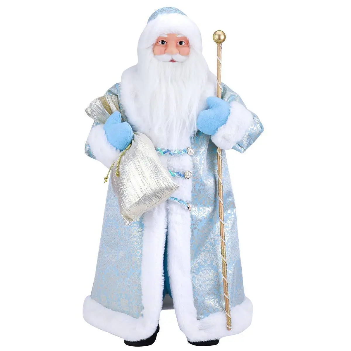 Дед Мороз в голубой шубе с посохом, 45 см Т-5515, фото №1