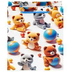 Сумка подарочная "Медведи с мячами"с мат. лам. 26х32х12 см, фото №1