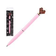 Ручка шариковая "Сердце" розовый корпус, синяя, фото №1