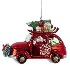 Украшение елочное стекло "Машинка", L12,5 W5,5 H9 см, фото №1