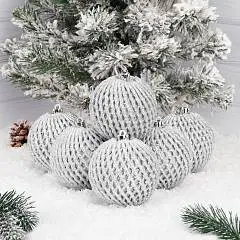 Шар елочный 1ШТ Аккорд 8см  серебро, фото №1