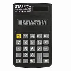 Калькулятор карманный STAFF 102х62мм, 8 разр, двойн пит, чер, фото №1