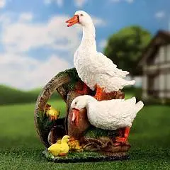 Садовая фигура "Гусиная семья на колесе" 41х30см 10322258, фото №1