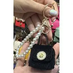 Брелок детский кожзам искус мех черный 8см КОКОС, фото №1