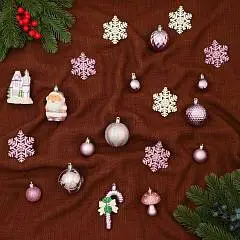 Набор украшений пластик 20 шт "Праздничный" сиреневый белый, фото №1