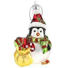 Елочная игрушка Пингвин 11 см стекло, фото №1