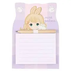 Блок для записей "Зайка" 14*10 40л склейка на магните, фото №1