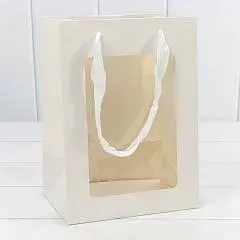 Сумка подарочная с окошком Белый 18*25*13см, фото №1