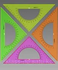 Треугольник с транспортиром 16см 45гр "NEON Cristal" ассорти, фото №1