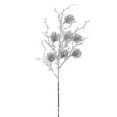 Ветка с глиттером, H51см, серебряный, фото №1