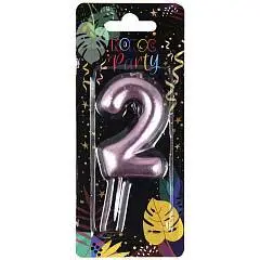 Свеча для торта Цифра 2 Розовая, фото №1