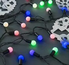 Гирлянда  улич. 10 м, нить темная, LED-100 "Шарики" мерцание, фото №1