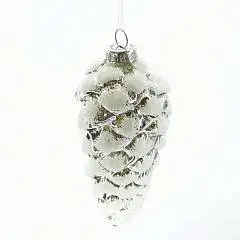 Украшение елочное стекло "Шишка", L6 W6 H13,5 см, фото №1