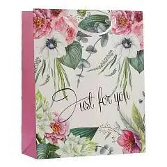 Сумка подарочная "Just for you" глиттер 26х32х10см, фото №1
