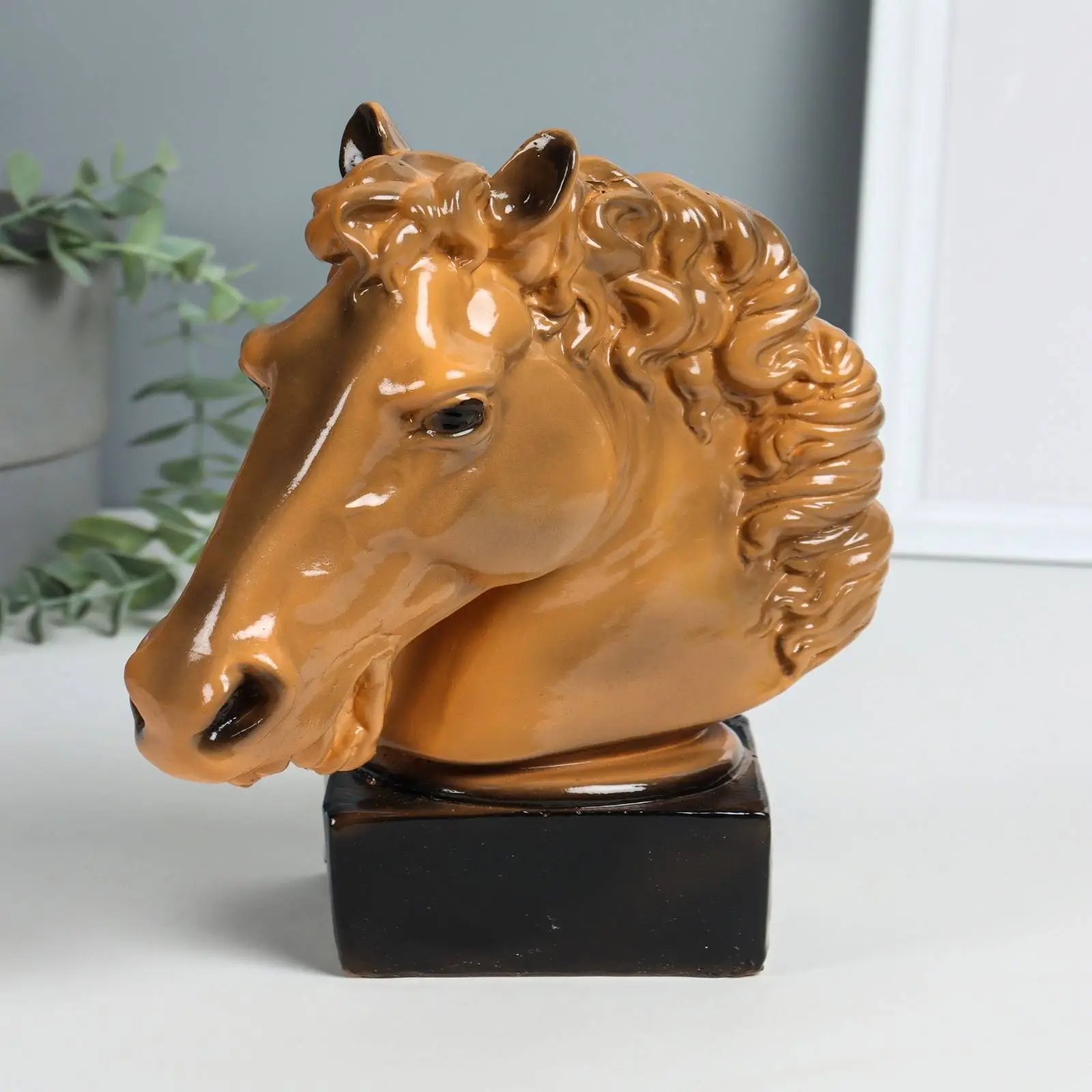 Копилка голова коня Гнедая гипс 25см коричн, фото №1