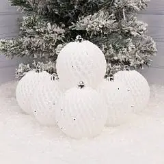 Шар елочный 1ШТ  Аккорд 8см белый, фото №1