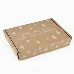 Коробка сборная новогодняя «Ёлочки», бурая, 27х21х9 см, фото №1