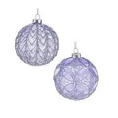 Шар елочный стекло , D 8 см, сиреневый, фото №1