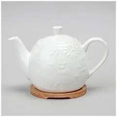 Чайник заварочный "FLOWERS STORY" на дерев подставке 900 мл, фото №1