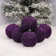 Шар елочный 1ШТ  Аккорд 8см темно-фиолетовый, фото №1