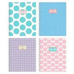 Тетрадь 96л КЛЕТКА "Горохи" многоцветный срез, Soft-touch, спира, фото №1