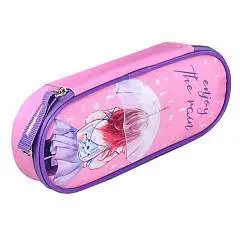 Пенал школьный "Девушка под зонтом" 20.5х7.5х4 см овал, фото №1