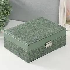 Шкатулка д/украшений «Зелёная»иск/кож с замком 23?17.2?9см, фото №1