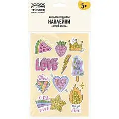 Алмазная мозаика наклейки ТРИ СОВЫ Яркий стиль 10*14,7см, фото №1