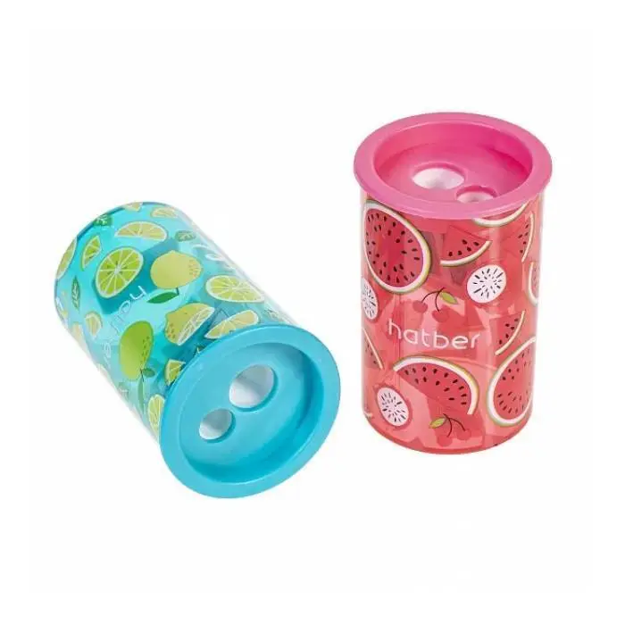 Точилка Hatber ROLL, с контейнером с 2-мя отв, ассорти, фото №1