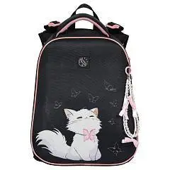 Ранец "Котик с бантиком" 2 отд 37*29*17 черн, фото №1