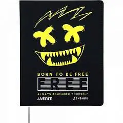 Дневник шк. "Born To Be Free"  черный кожзам, мягк.обл, фото №1