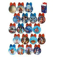 Подвеска с предсказ. под скретч слоем(100х80мм)"Ёлочный шарик, фото №1