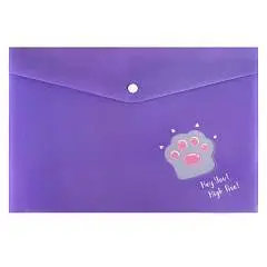 Папка на кнопке А4 Кошачья лапка 1отд.,  пластик, фото №1