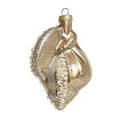 Украшение Ракушка Лотария золотая (стекло) 8х7х12 см, фото №1