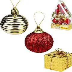 Набор ёлочных шаров 12шт Красивый домик 4см зол/крас, фото №1