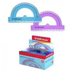 Транспортир пластиковый EK Standard, 180/10см, ассорти, фото №1