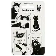 Закладки магнитные д/книг "Meme cat" соф-тач, 4шт, фото №1