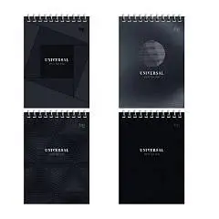 Блокнот А6 40л кл "Монохром" черный, спираль, фото №1