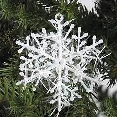 Набор украшений Снежинки 6см 6шт ПВХ ЛЬДИНКА 1 голография белый, фото №1