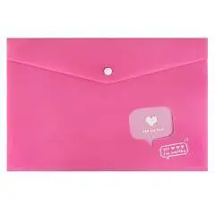 Папка на кнопке  А4 Сердечко на розовом 1отд., пластик, фото №1