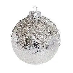 Шар "Ледяной архипелаг" серебряный (стекло) 8 см, фото №1