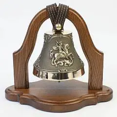 Колокол Георгий Победоносец на подставке средний бронза, фото №1