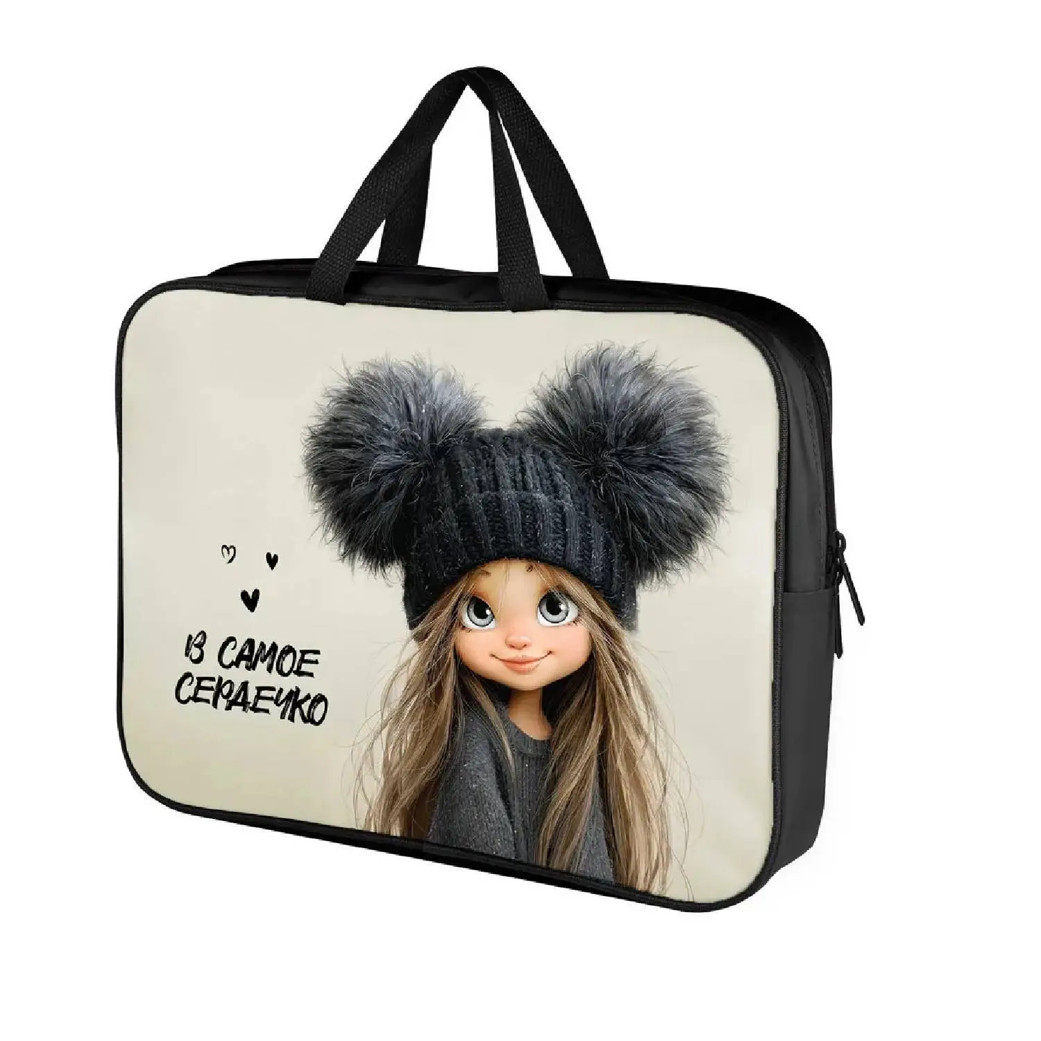 Папка д/тетрадей А4+ 34.5х26х7см  1 отд молния/водоот ткань "Дев, фото №1