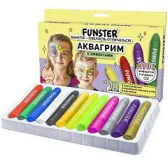 Аквагрим для лица и тела, 12 цветов (6 классических+3 неон+3 мет, фото №1