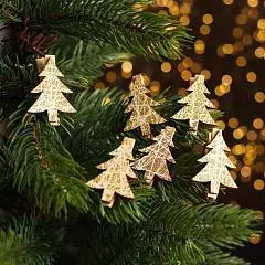 Набор декоративных прищепок с подсвет «Елочки» 12?8 см, набор 6ш, фото №1