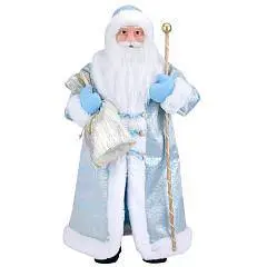 Дед Мороз в голубой шубе с посохом, 45 см Т-5515, фото №1