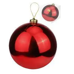 Шар елочный Праздничное настроение красный 15 см пластик, фото №1