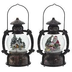 Фигурка в стекл. шаре Фонарь(муз., вьюга, подсвет.)D 10, фото №1