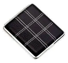 Портсигар 74х95х18 кожа черная с прострочкой, фото №1