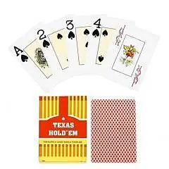 Карты игральные пластиковые,54 шт, 9 х 6.6 см, красн рубашка, фото №1